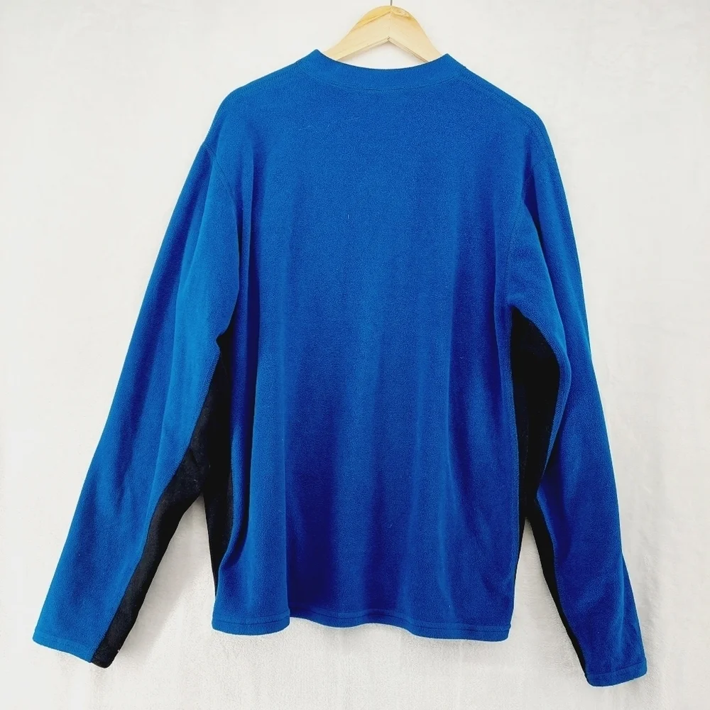 The North Face Blue Black Men's Fleece Warm Hiking Work Sweatshirt Top P1720